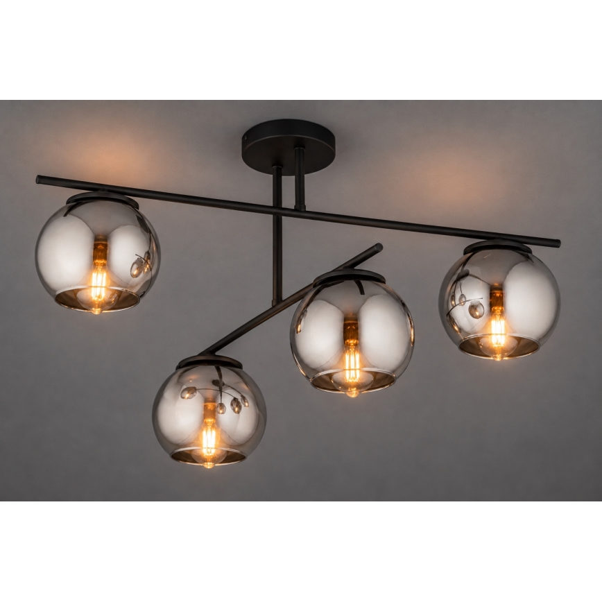 BRILAGI - Piestiprināma griestu lampa DIOR 4xE27/60W/230V melna/dūmakaini pelēka
