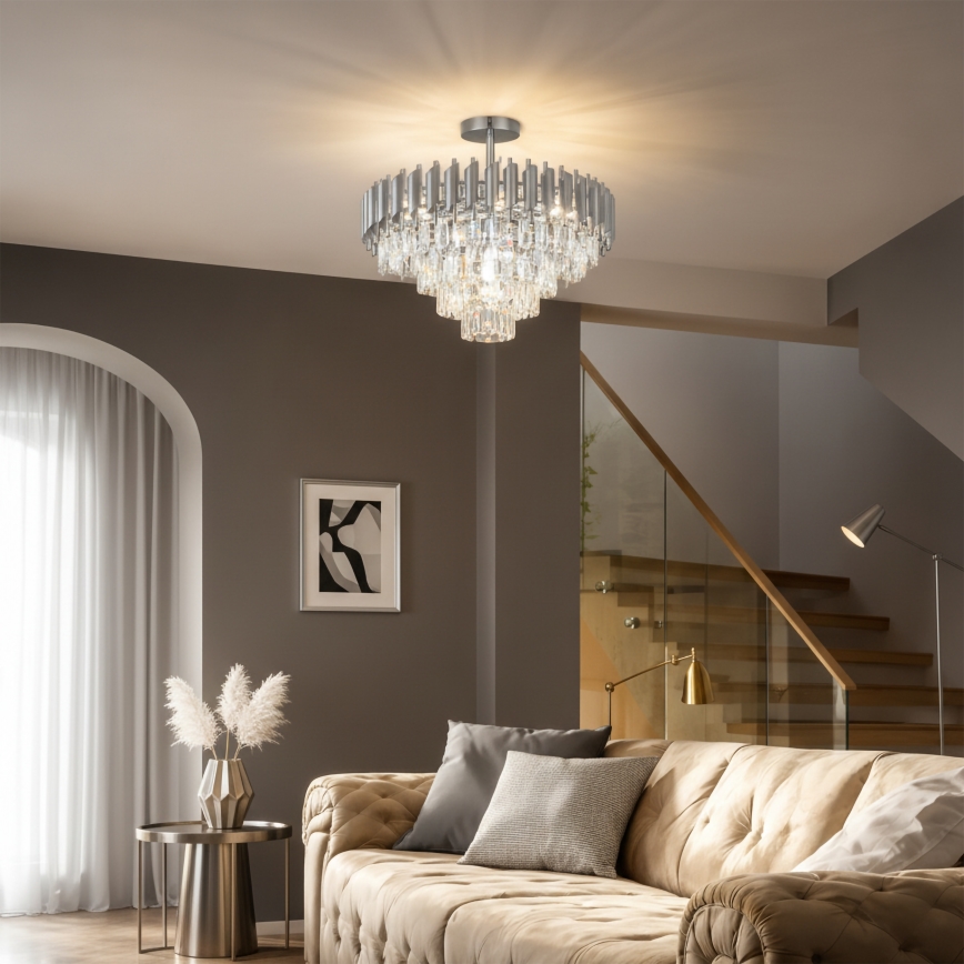 Brilagi - Piestiprināma griestu lampa ECLIPSE 7xE14/10W/230V Ø 48 cm sudraba