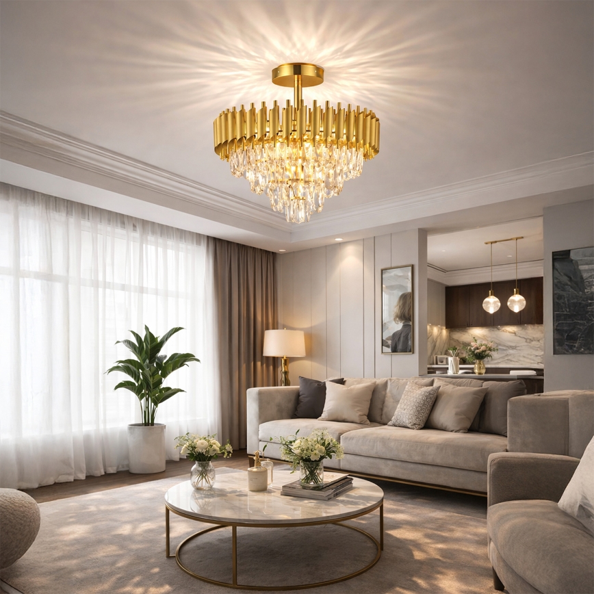 Brilagi - Piestiprināma griestu lampa ECLIPSE 7xE14/10W/230V Ø 48 cm zelta