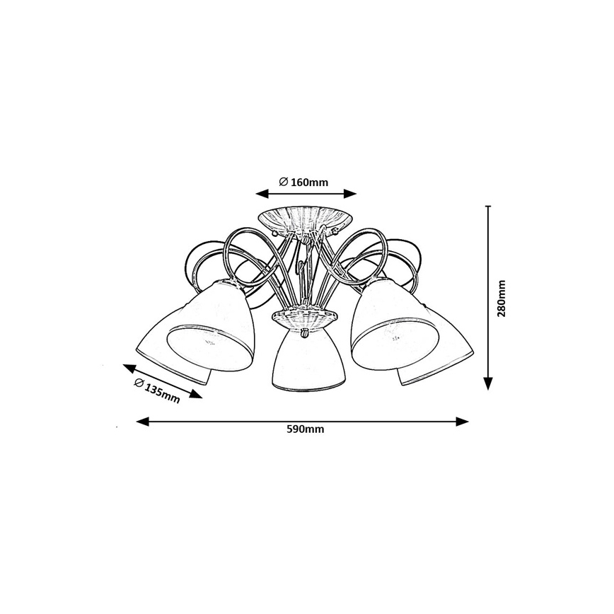 Brilagi - Piestiprināma griestu lampa FRED, 5xE27/60W/230V, Ø 59 cm, bronzas krāsa