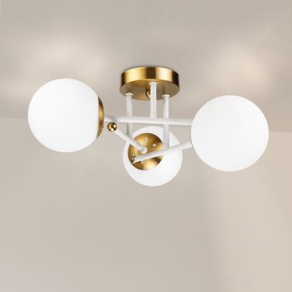 Brilagi - Piestiprināmā griestu lampa MALIVA 3xE14/15W/230V zelta/balta