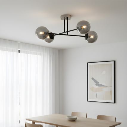 Brilagi - Piestiprināma griestu lampa MALIVA 4xE14/15W/230V matēts hroms/dūmaina