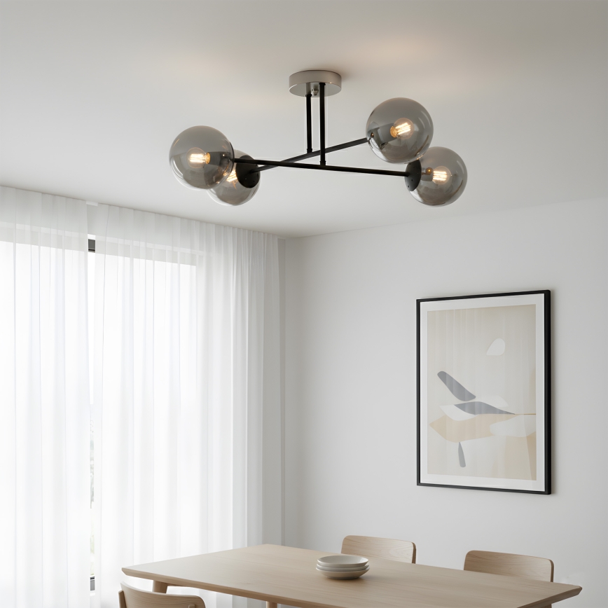 Brilagi - Piestiprināma griestu lampa MALIVA 4xE14/15W/230V matēts hroms/dūmaina