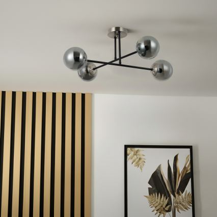 Brilagi - Piestiprināma griestu lampa MALIVA 4xE14/15W/230V matēts hroms/dūmaina