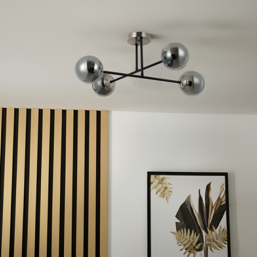 Brilagi - Piestiprināma griestu lampa MALIVA 4xE14/15W/230V matēts hroms/dūmaina