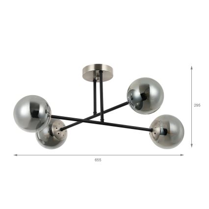 Brilagi - Piestiprināma griestu lampa MALIVA 4xE14/15W/230V matēts hroms/dūmaina
