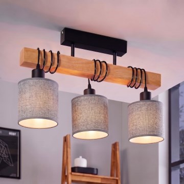 BRILAGI - Piestiprināma griestu lampa NUBILA 3xE27/60W/230V priede/pelēka