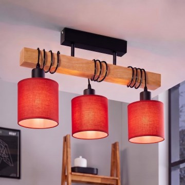 BRILAGI - Piestiprināma griestu lampa NUBILA 3xE27/60W/230V priede/sarkana