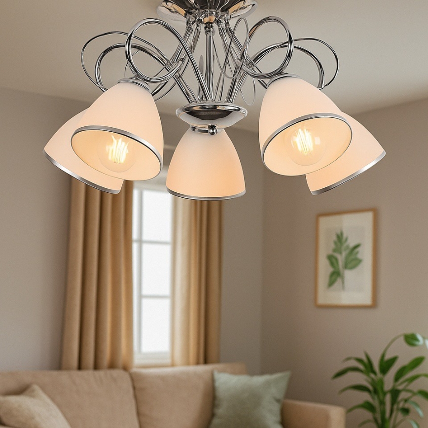 Brilagi - Piestiprināma griestu lustra FRED 5xE27/60W/230V, diametrs 59 cm, spīdīgs hroms