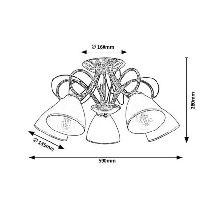 Brilagi - Piestiprināma griestu lustra FRED 5xE27/60W/230V, diametrs 59 cm, spīdīgs hroms