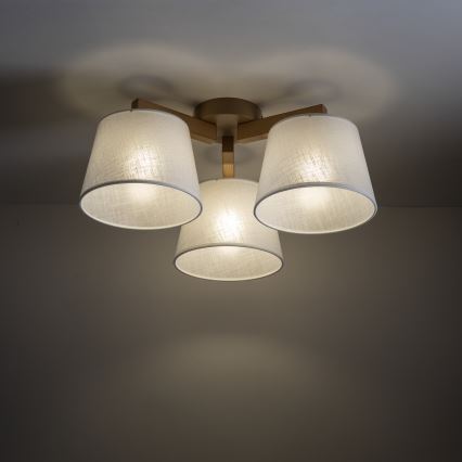 Brilagi - Piestiprināmā griestu lustra LATTE SABIA 3xE27/60W/230V priede/balta