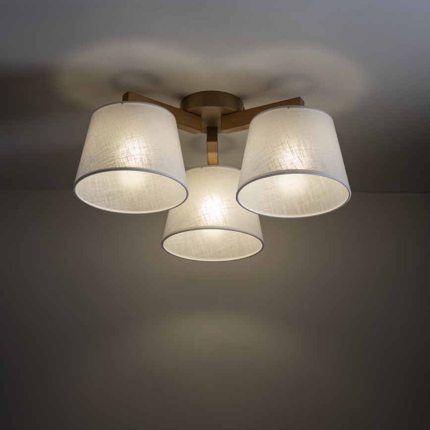 Brilagi - Piestiprināmā griestu lustra LATTE SABIA 3xE27/60W/230V priede/balta