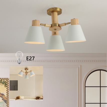 Brilagi - Piestiprināma griestu lustra LUND WOOD 3xE27/40W/230V pr. 50 cm no kaučuka koka