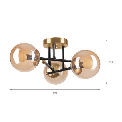 Brilagi - Piestiprināma griestu lustra MALIVA 3xE14/15W/230V zelta