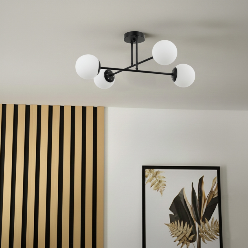 Brilagi - Piestiprināma griestu lustra MALIVA 4xE14/15W/230V melna/balta