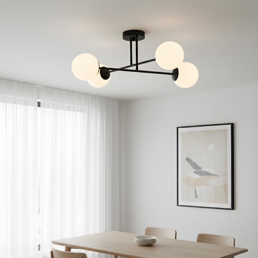 Brilagi - Piestiprināma griestu lustra MALIVA 4xE14/15W/230V melna/balta