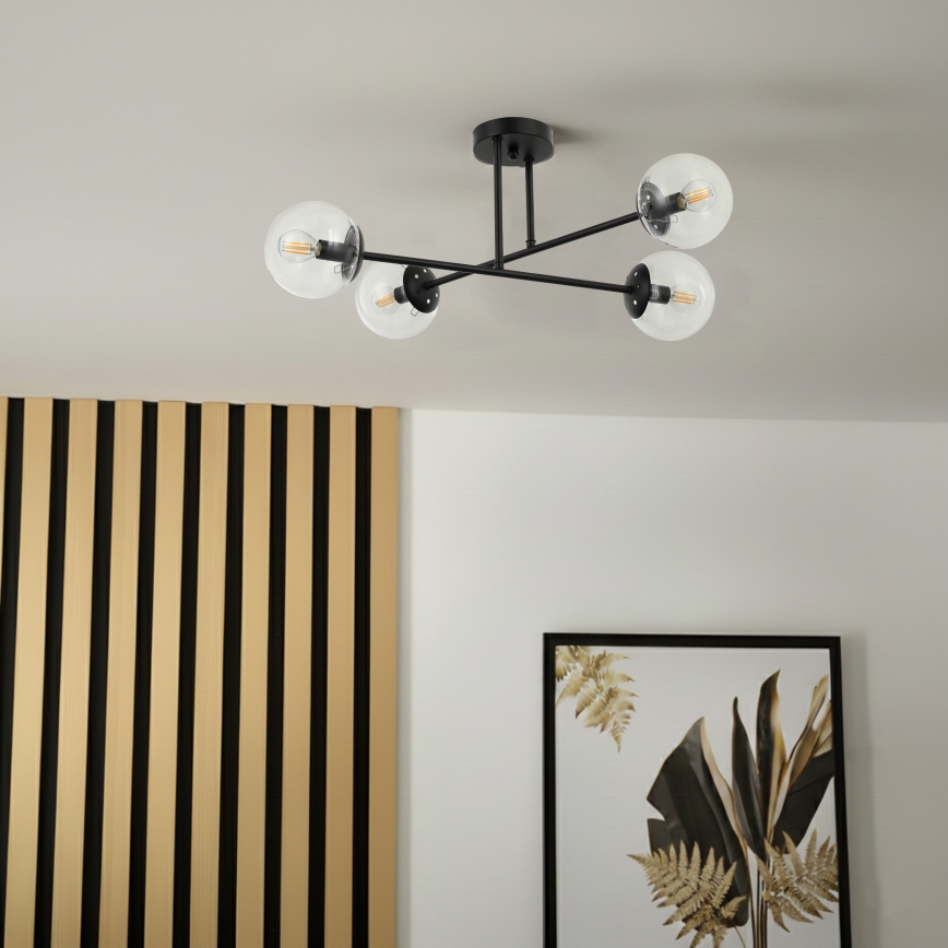 Brilagi - Piestiprināma griestu lustra MALIVA 4xE14/15W/230V melna/caurspīdīga