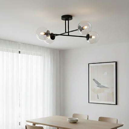 Brilagi - Piestiprināma griestu lustra MALIVA 4xE14/15W/230V melna/caurspīdīga