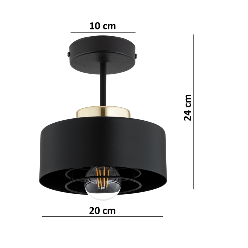 Brilagi - Piestiprināma griestu lustra SPRING 1xE27/60W/230V melna/zelta