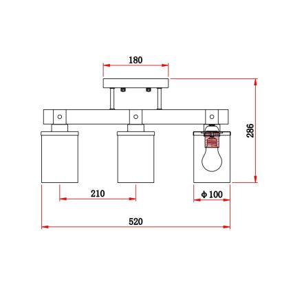 Brilagi - Piestiprināma griestu lustra VISTA 3xE27/60W/230V ozols