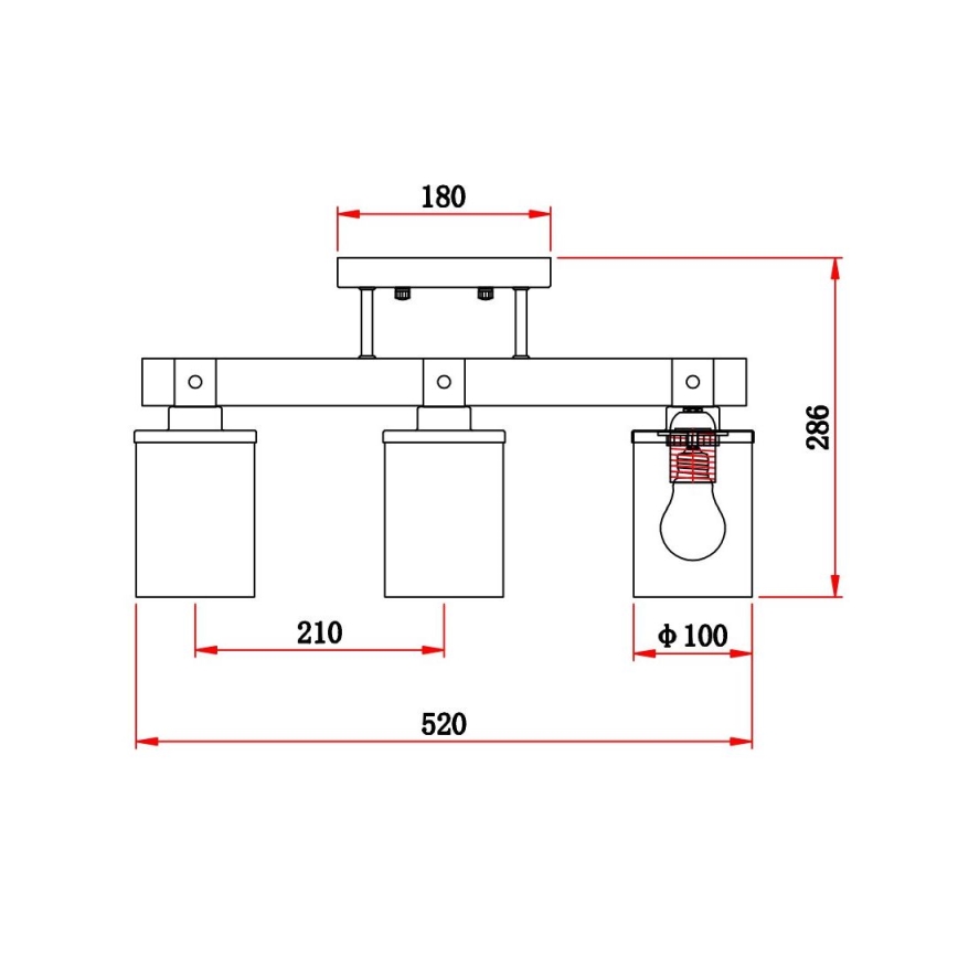 Brilagi - Piestiprināma griestu lustra VISTA 3xE27/60W/230V ozols