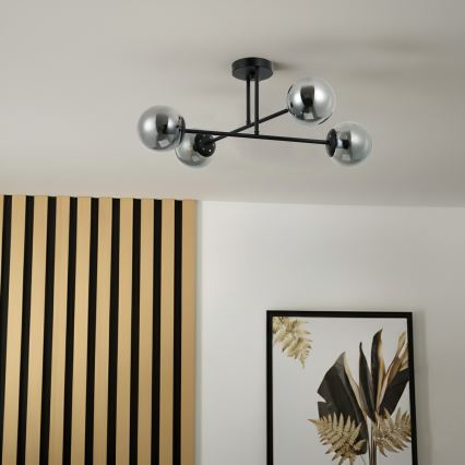 Brilagi - Piestiprināma lustra MALIVA 4xE14/15W/230V melna/dūmakaina