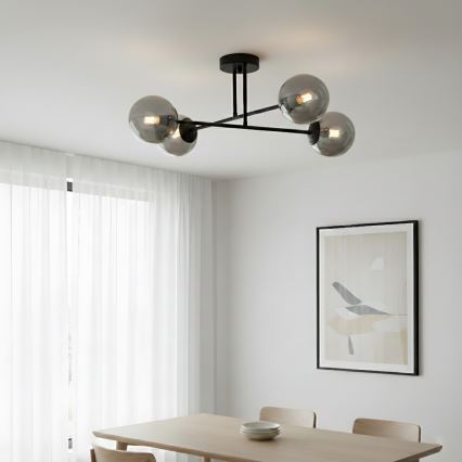 Brilagi - Piestiprināma lustra MALIVA 4xE14/15W/230V melna/dūmakaina