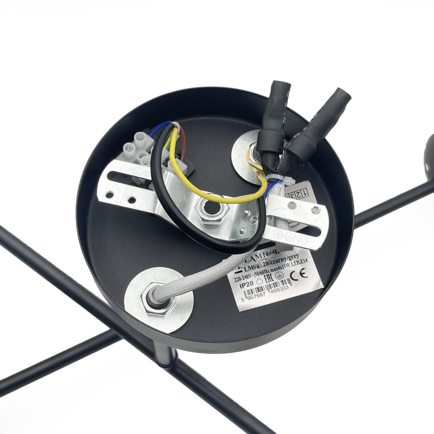 Brilagi - Piestiprināma lustra MALIVA 4xE14/15W/230V melna/dūmakaina