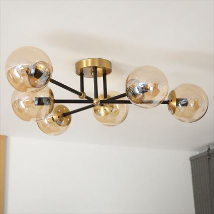 Brilagi - Piestiprināmā lustra MALIVA 6xE14/15W/230V zeltaina