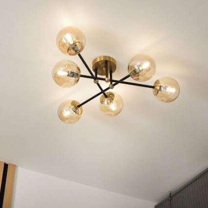Brilagi - Piestiprināmā lustra MALIVA 6xE14/15W/230V zeltaina