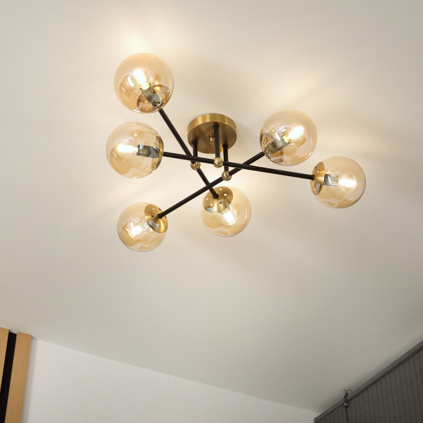 Brilagi - Piestiprināmā lustra MALIVA 6xE14/15W/230V zeltaina