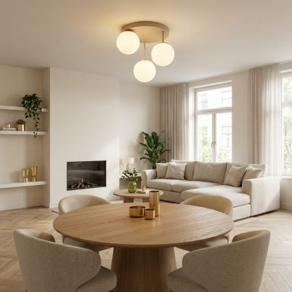 Brilagi - Piestiprināms griestu gaismeklis 3xE27/60W/230V bēšs/zelts