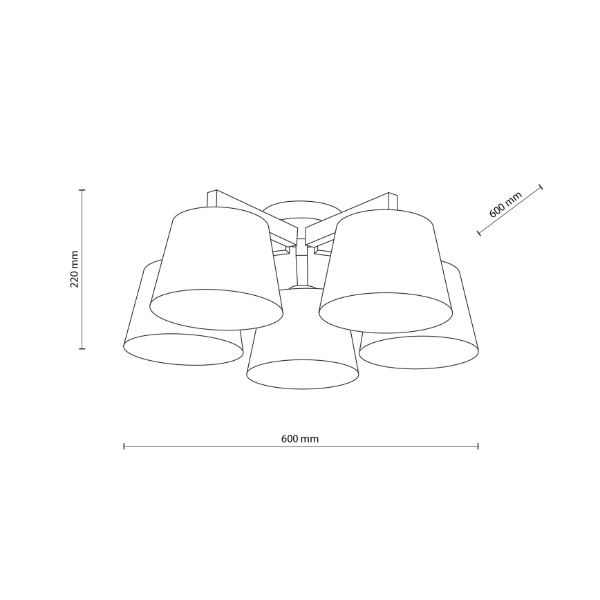 Brilagi - Piestiprināms griestu gaismeklis LATTE 5xE27/60W/230V priede/brūna