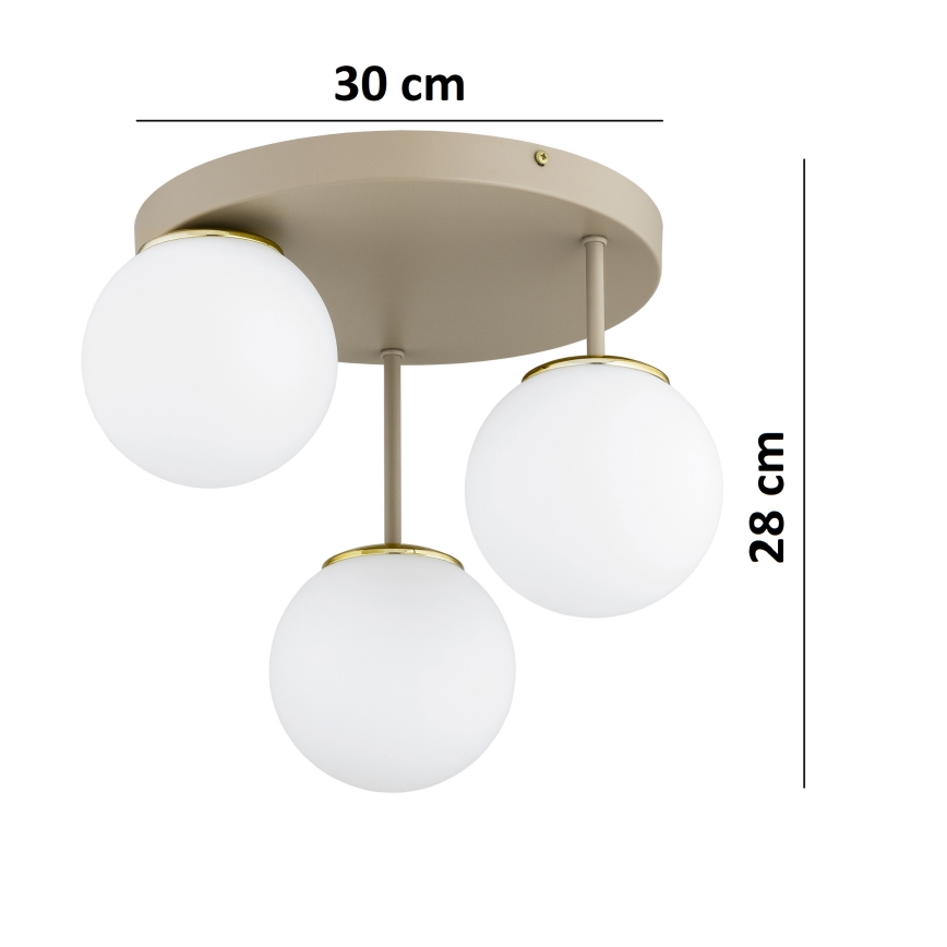 Brilagi - Piestiprināms griestu gaismeklis MILO ECRU 3xE27/60W/230V bēšs/zelts