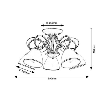 Brilagi - Piestiprināms griestu lustrs FRED 5xE27/60W/230V Ø 59 cm zelta