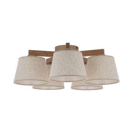 Brilagi - Piestiprināms griestu lustrs LATTE SABIA 5xE27/60W/230V priede/krēmkrāsa