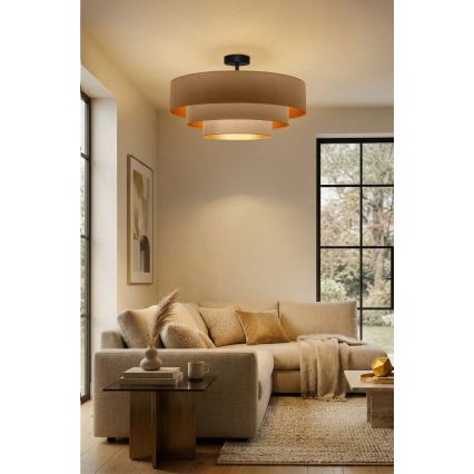 Brilagi - Piestiprināms griestu lustrs LUNETA 3xE27/60W/230V Ø 80 cm bēšs/zelts