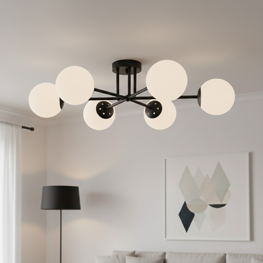 Brilagi - Piestiprināms griestu lustrs MALIVA 6xE14/15W/230V melns/balts