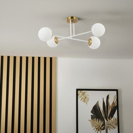 Brilagi - Piestiprināms lustrs MALIVA 4xE14/15W/230V zelta/balta