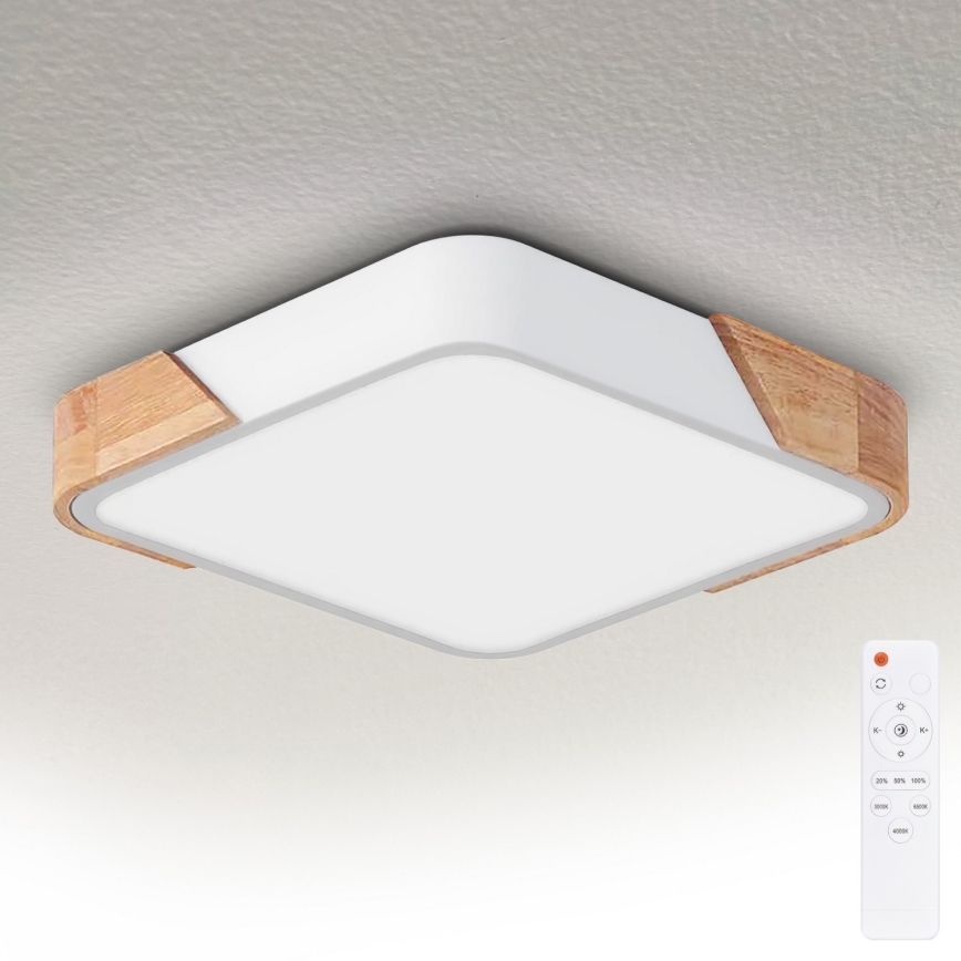 Brilagi - PILANA LED griestu gaismeklis ar regulējamu spilgtumu LED/48W/230V 3000-6500K ozols/balts 42x42 cm + tālvadības pults