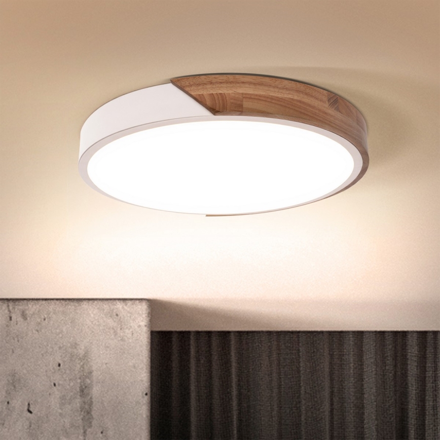Brilagi - Dimmējams LED griestu gaismeklis PILANA LED/48W/230V ozols/balts Ø 40 cm + tālvadība
