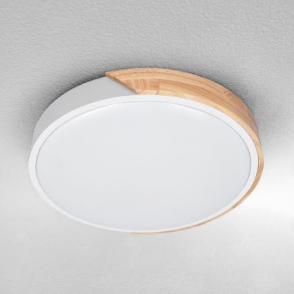 Brilagi - Dimmējams LED griestu gaismeklis PILANA LED/48W/230V ozols/balts Ø 40 cm + tālvadība