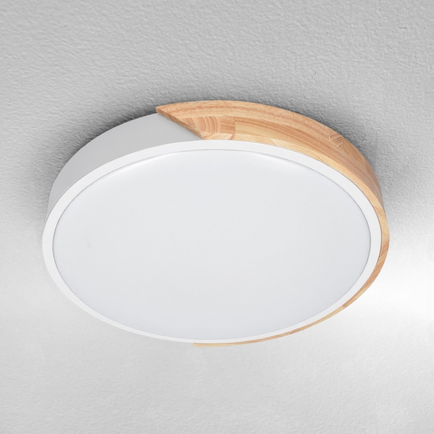 Brilagi - Dimmējams LED griestu gaismeklis PILANA LED/48W/230V ozols/balts Ø 40 cm + tālvadība