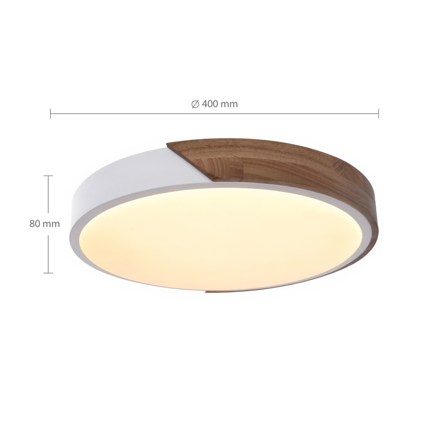 Brilagi - Dimmējams LED griestu gaismeklis PILANA LED/48W/230V ozols/balts Ø 40 cm + tālvadība