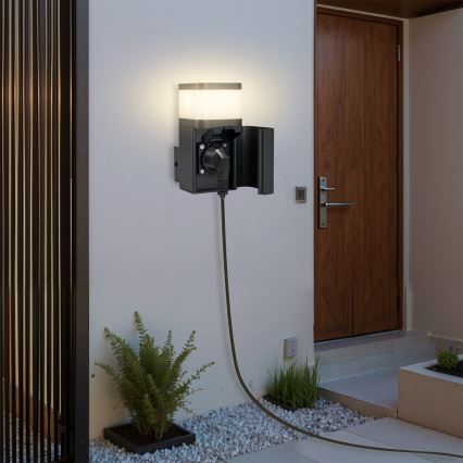 Brilagi - Āra sienas lampa ar SCHUKO kontaktligzdu PILLAR 1xG9/11W/230V IP44 antracīts