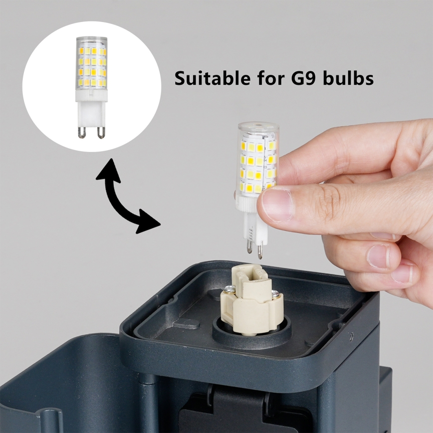Brilagi - Āra sienas lampa ar SCHUKO kontaktligzdu PILLAR 1xG9/11W/230V IP44 antracīts