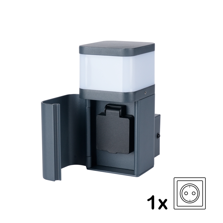 Brilagi - Āra sienas lampa ar SCHUKO kontaktligzdu PILLAR 1xG9/11W/230V IP44 antracīts