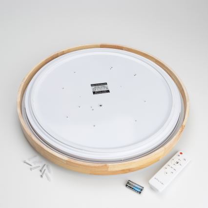 Brilagi - LED aptumšojams griestu gaismeklis PINE LED/60W/230V, koka, diametrs 52 cm, 3000-6500K + tālvadības pults