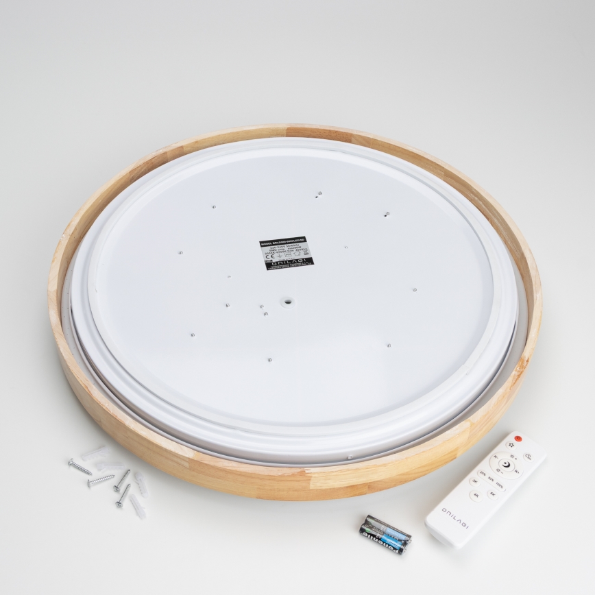 Brilagi - LED aptumšojams griestu gaismeklis PINE LED/60W/230V, koka, diametrs 52 cm, 3000-6500K + tālvadības pults