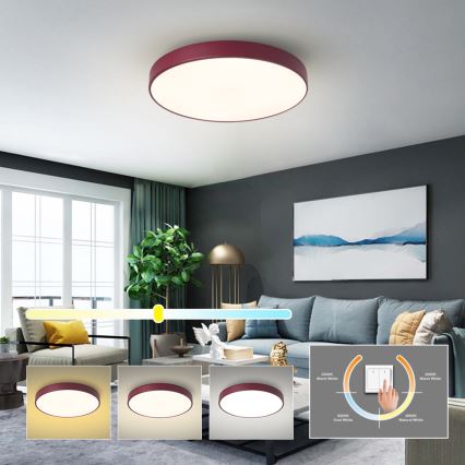 Brilagi - LED griestu gaismeklis POOL LED/60W/230V 3000/4000/6000K Ø 50 cm vīnsarkans